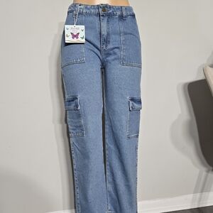 Colombian Pants Women's Blue Cargo Jeans